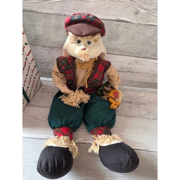 House Of Lloyd Grandpa Rabbit Doll Christmas Around The World Plaid Vest & Hat 1 - Picture 2 of 7